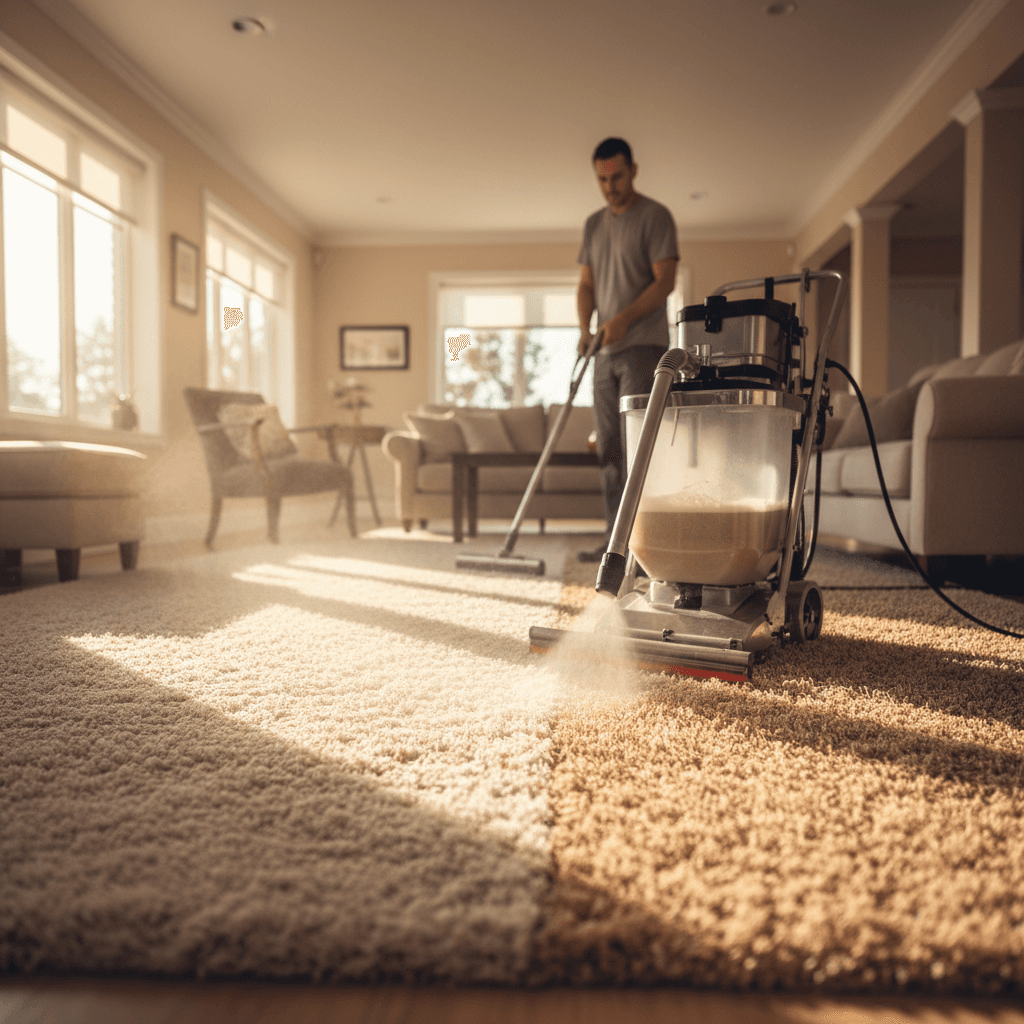 Professional carpet cleaning equipment in action